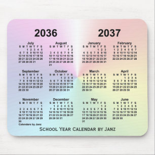 2036-2037 Rainbow Cloud School Calendar by Janz Mouse Pad