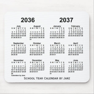 2036-2037 White School Year Calendar by Janz Mouse Pad