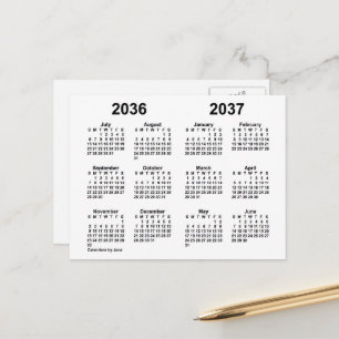 2036-2037 White School Year Calendar by Janz Postcard