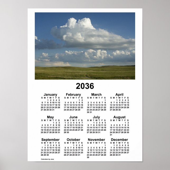2036 Nebraska Sandhills Calendar by Janz Poster (Front)