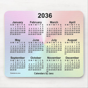 2036 Rainbow Cloud Calendar by Janz Mouse Pad