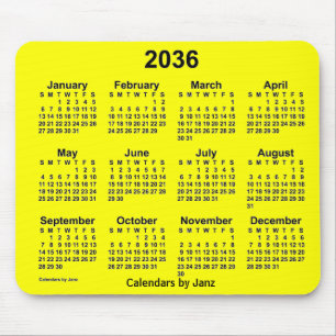 2036 Yellow Calendar by Janz Mouse Pad
