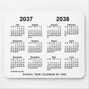 2037-2038 White School Year Calendar by Janz Mouse Pad