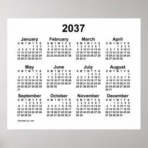2037 White Calendar by Janz Print