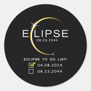 2044 Total Solar Eclipse Checklist Classic Round Sticker