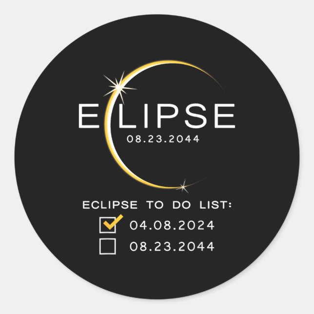 2044 Total Solar Eclipse Checklist Classic Round Sticker (Front)