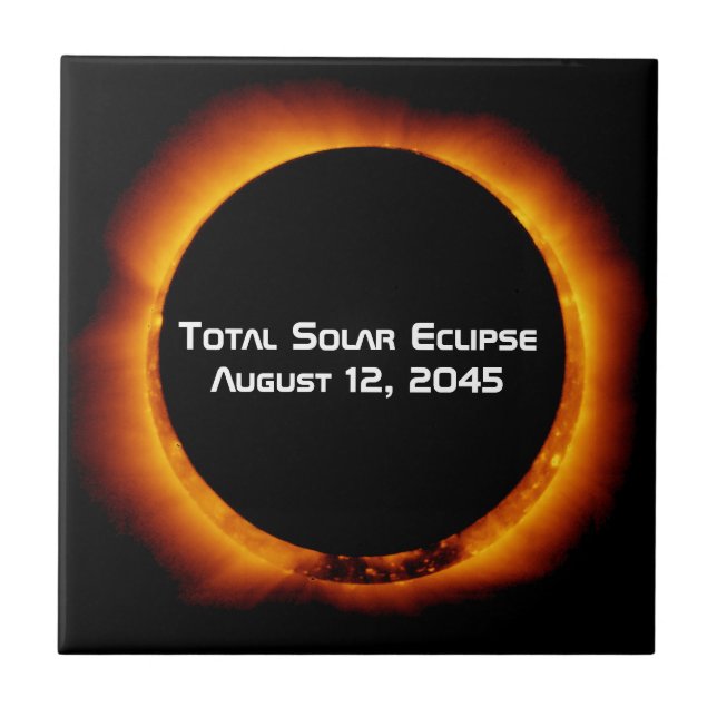 2045 Total Solar Eclipse Ceramic Tile (Front)