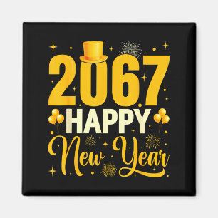2067 Happy New Year Retro Funny 67 Six Seven Meme  Magnet