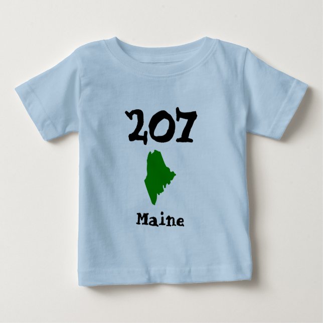 207, Area Code of Maine (Cape Elizabeth, Bangor) Baby T-Shirt (Front)