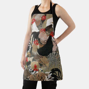 20. 群鶏図, 若冲 Flock of Roosters, Jakuchu Apron