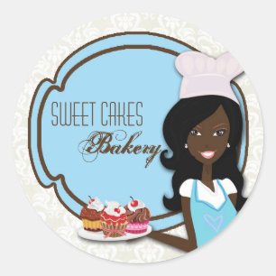 20 - 1.5"  African American Baker Cup Cak Stickers