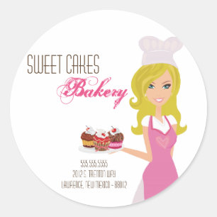 20 - 1.5"  Blonde Baker on Pink Address Stickers