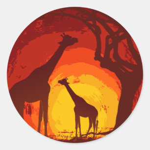 20 - 1.5  Envelope Seal African Safari Giraffe Sun