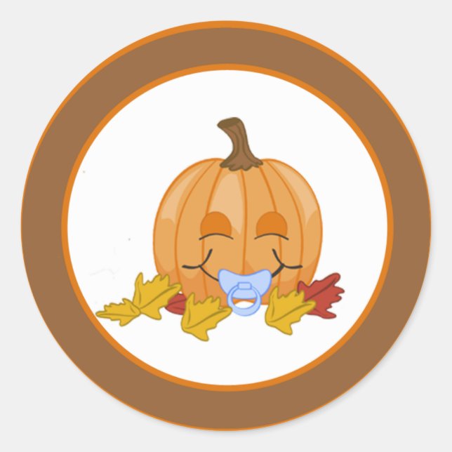 20 - 1.5"  Envelope Seal Autumn Fall Pumpkin Baby (Front)