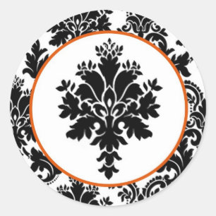 20 - 1.5 Envelope Seal Black Orange Damask Lace