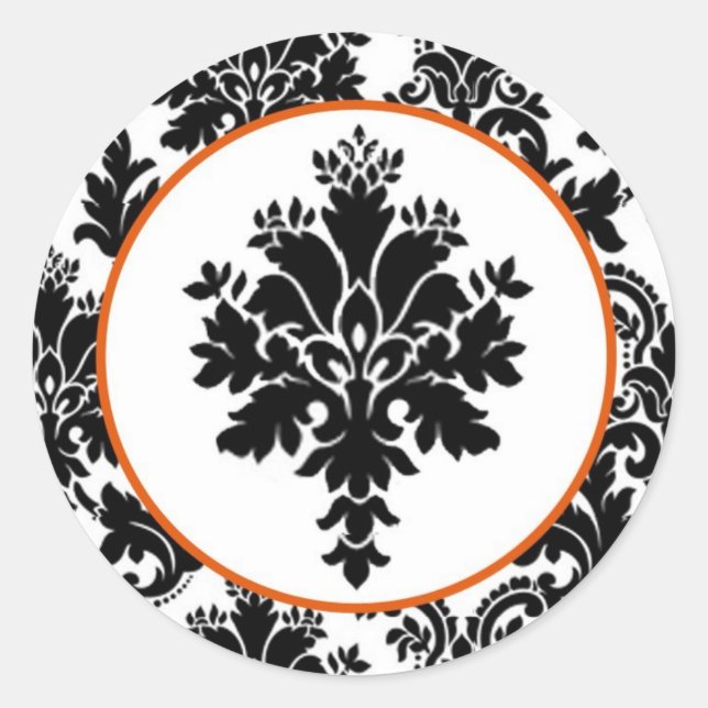 20 - 1.5  Envelope Seal Black Orange Damask Lace (Front)