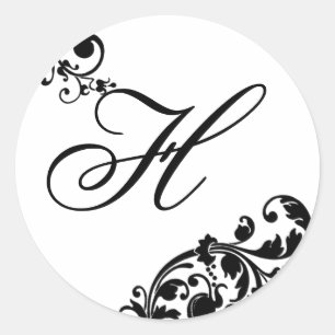 20 - 1.5  Envelope Seal Black White Floral