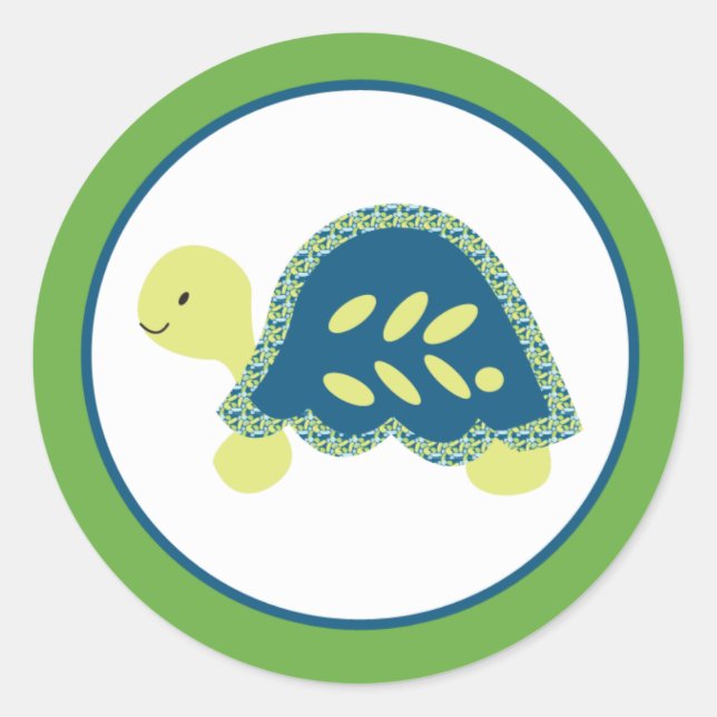 20 - 1.5" Envelope Seal Blue Sea Turtles (Front)
