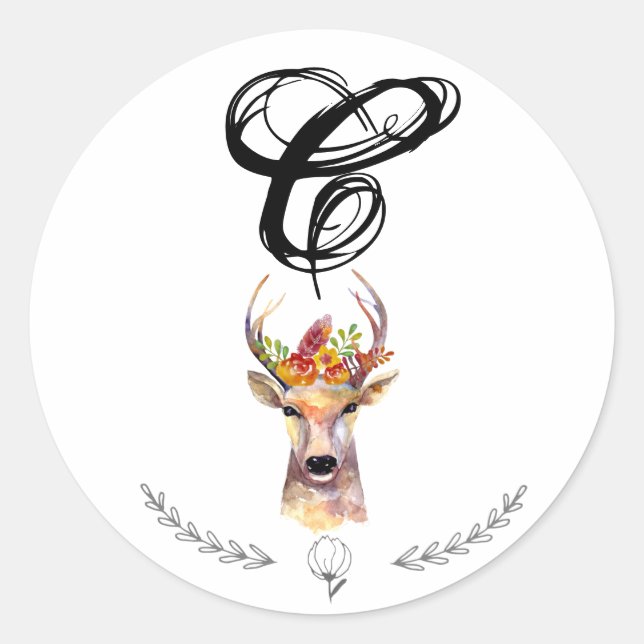 20 - 1.5  Envelope Seal boho deer Buck Head Browni (Front)