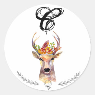 20 - 1.5  Envelope Seal Boho Deer Buck Head Browni