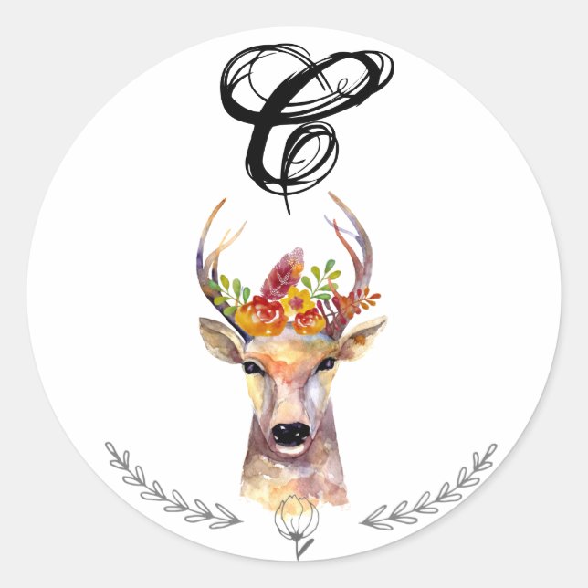 20 - 1.5  Envelope Seal Boho Deer Buck Head Browni (Front)