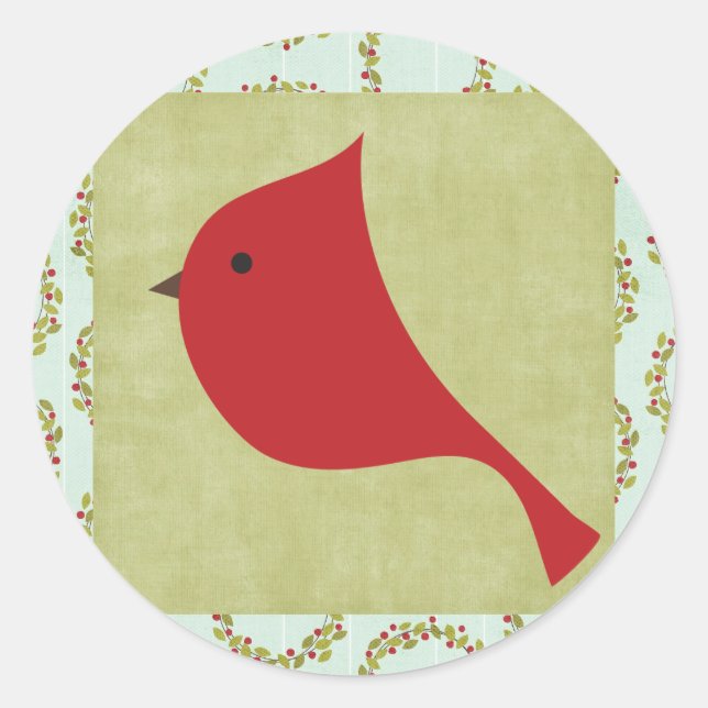 20 - 1.5" Envelope Seal Cardinal Christmas Bird (Front)