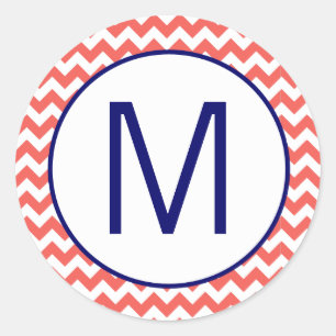 20 - 1.5 Envelope Seal Coral Navy Blue Chevron