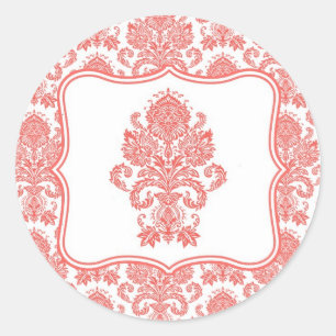 20 - 1.5 Envelope Seal Coral White Damask Lace