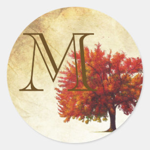 20 - 1.5  Envelope Seal Fall Tree Aged Paper Vin