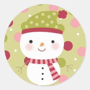 20 - 1.5" Envelope Seal Frosty Snowman Polka Dot B