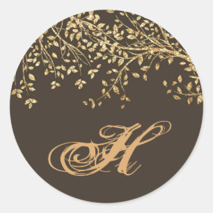 20 - 1.5  Envelope Seal Gold Foil Autumn Fall Tree