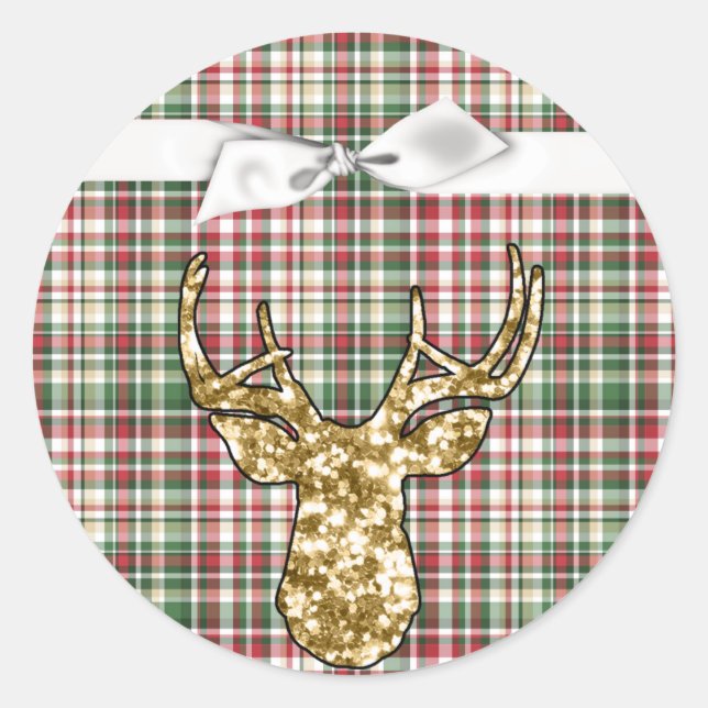 20 - 1.5  Envelope Seal Gold Glitter Reindeer Plai (Front)