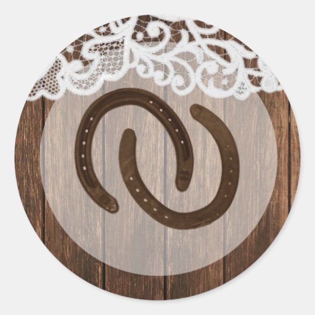 20 - 1.5  Envelope Seal Horse Shoes on Barn Wood (Front)