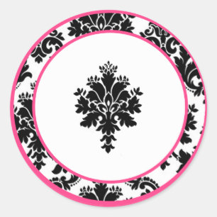 20 - 1.5"  Envelope Seal Hot Pink Black Damask