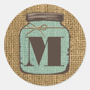 20 - 1.5 Envelope Seal Mason Jar Burlap Country