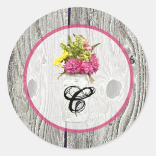 20 - 1.5  Envelope Seal Mason Jar with Wildflowers