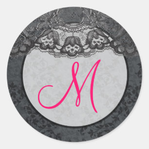 20 - 1.5 Envelope Seal Monogram Lace Floral Pink