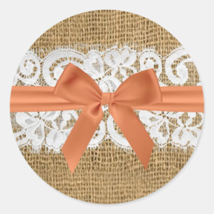 20 - 1.5 Envelope Seal Orange Burlap Lace
