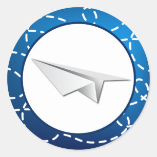 20 - 1.5" Envelope Seal Paper Plane Flying Blue lo