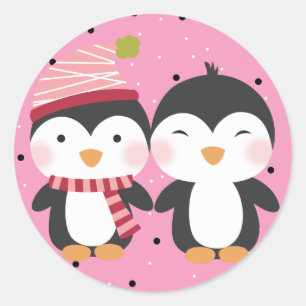 20 - 1.5" Envelope Seal Penguin Cuties Polka Dots