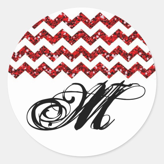 20 - 1.5  Envelope Seal Red Glitter Chevron Stripe (Front)
