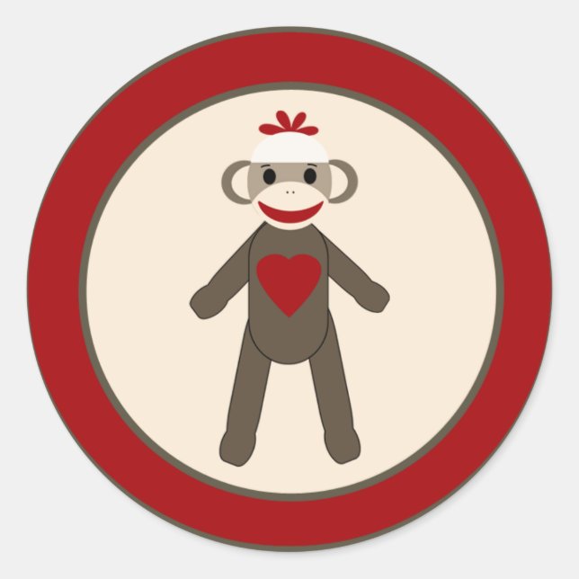 20 - 1.5"  Envelope Seal Red Sock Monkey (Front)