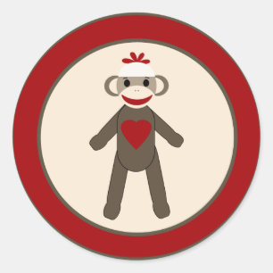 20 - 1.5"  Envelope Seal Red Sock Monkey