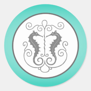 20 - 1.5" Envelope Seal Seahorse Anchor Turquoise
