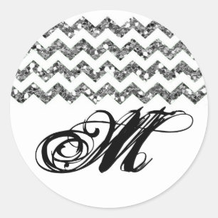 20 - 1.5 Envelope Seal Silv Glitter Chevron Strip