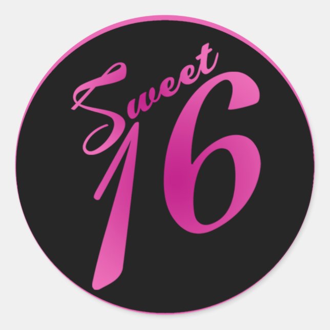 20 - 1.5"  Envelope Seal Sweet 16 Pink Black Party (Front)