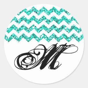 20 - 1.5 Envelope Seal Teal Glitter Chevron Strip