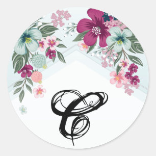 20 - 1.5 Envelope Seal Tropical Flower on Blue Omb