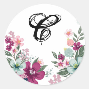 20 - 1.5  Envelope Seal Tropical Flowers on White