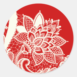 20 - 1.5  Envelope Seal Vintage Victorian Lace Red